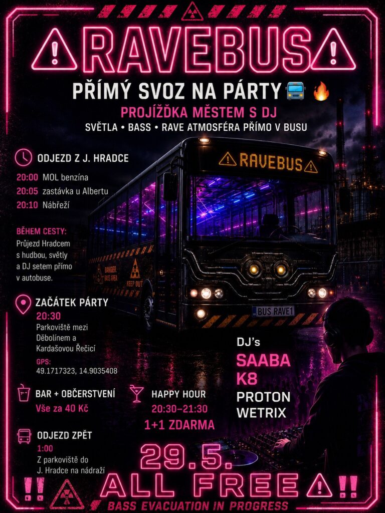 Ravebus párty + projížďka městem s DJ